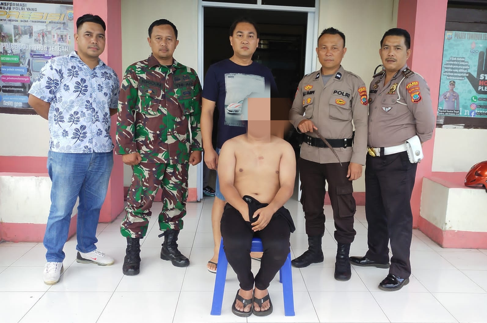 Kolaborasi Babinsa, Babinkamtibmas dan Polsek Tomohon Tengah Berhasil Ringkus Tersangka Penikaman di Talete