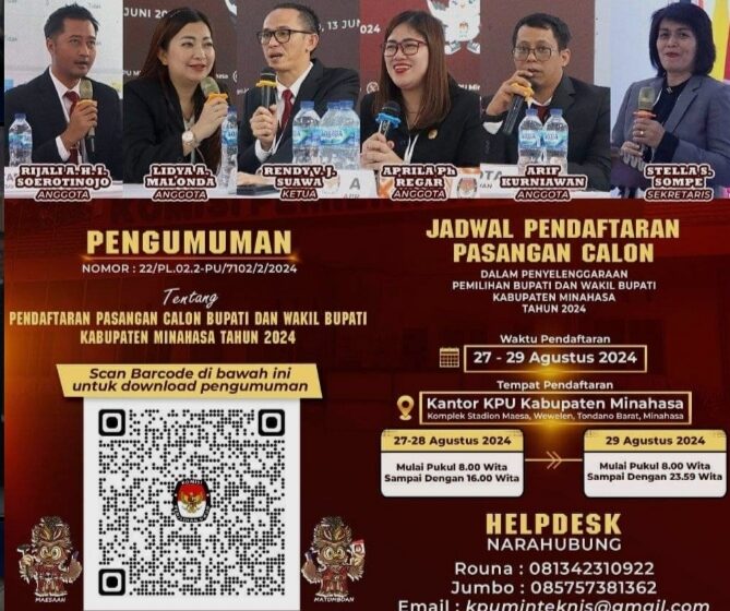  Pengumuman Pendaftaran Calon Bupati dan Wakil Bupati Minahasa