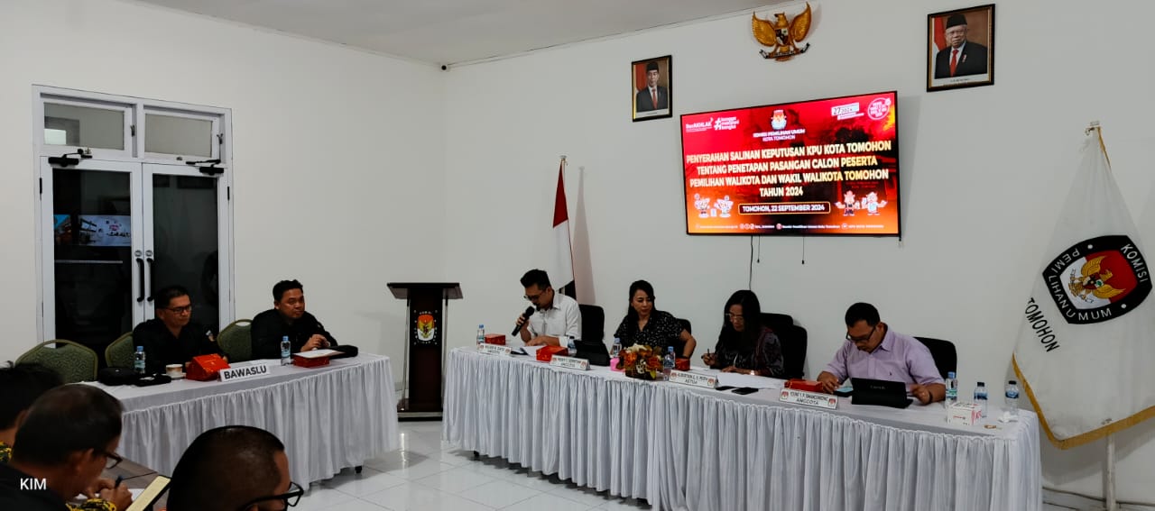 KPU Tomohon Tetapkan Tiga Pasangan Calon di Pilkada 2024