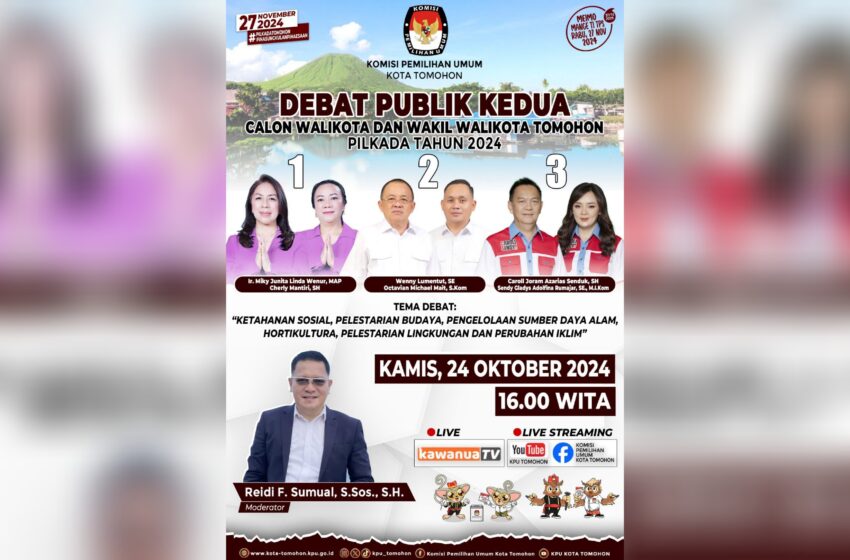  KPU Tomohon Ajak Masyarakat Saksikan Debat Publik ke 2 Calon Wali kota dan Wakil Wali kota Tomohon